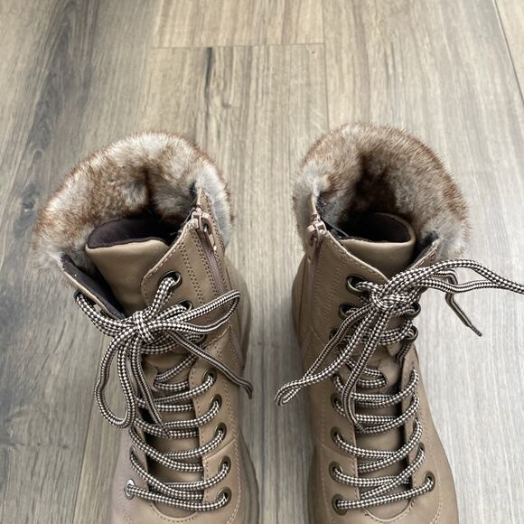 Steve Madden Womens size 8.5 Keystone Tan Lug Hiker Boots Lace Up Combat Moto - Picture 3 of 8